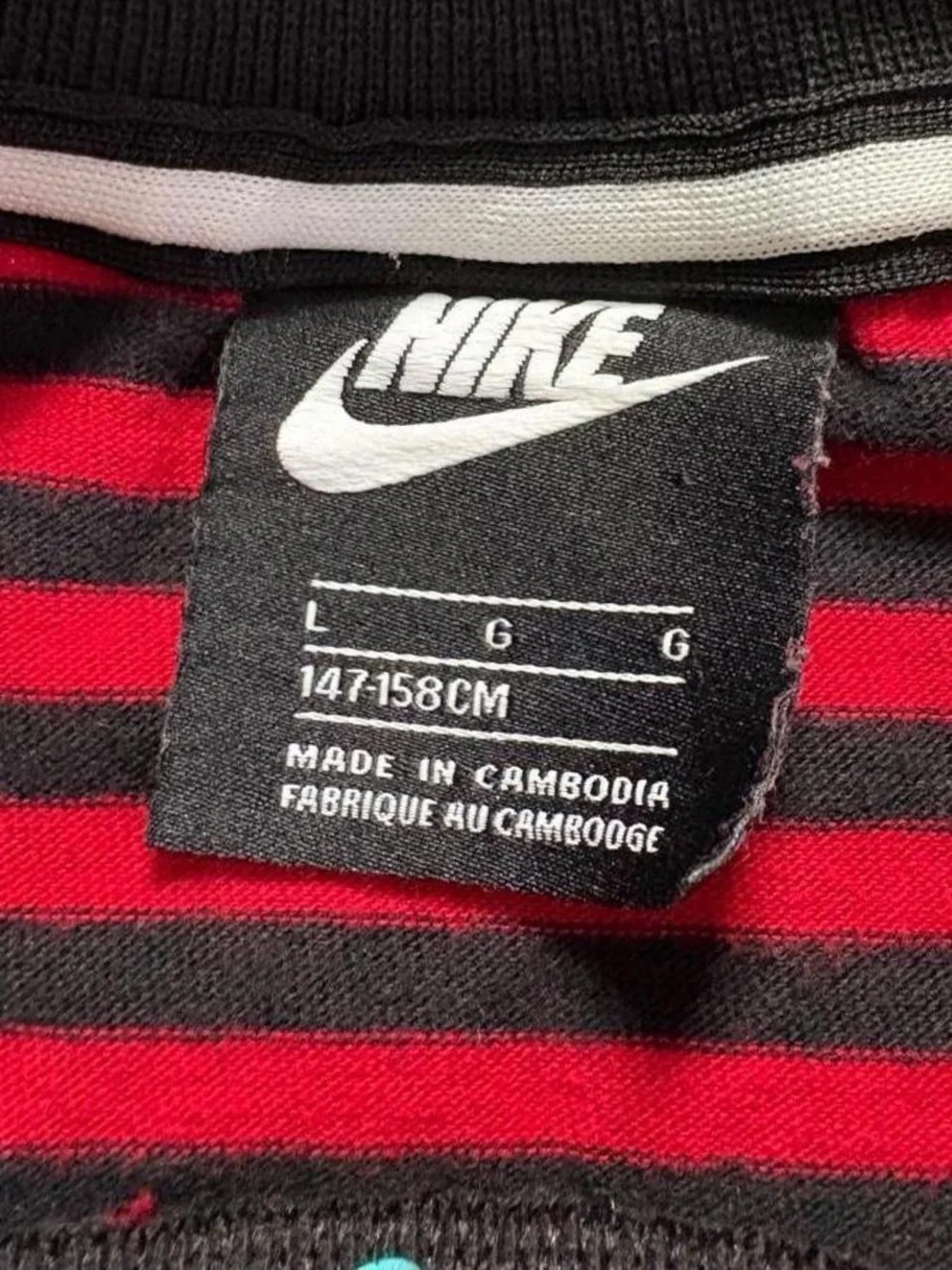 Nike Red & Black Striped Short Sleeve Tee